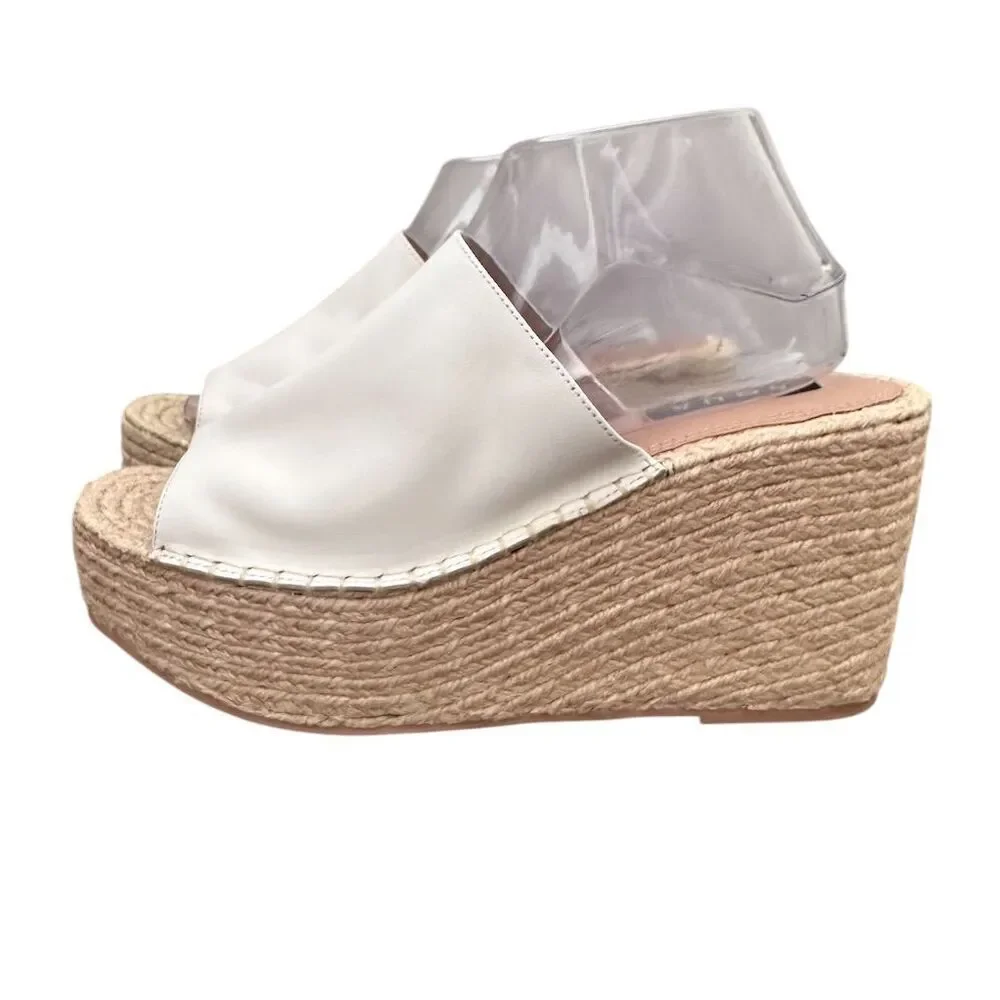 Aqua Women's White Espadrille Wedge Sandals Ultra High Heel Summer Size 9.5M‎